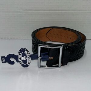 Dutyman police equipment black full grain leather official belt NWT size 50